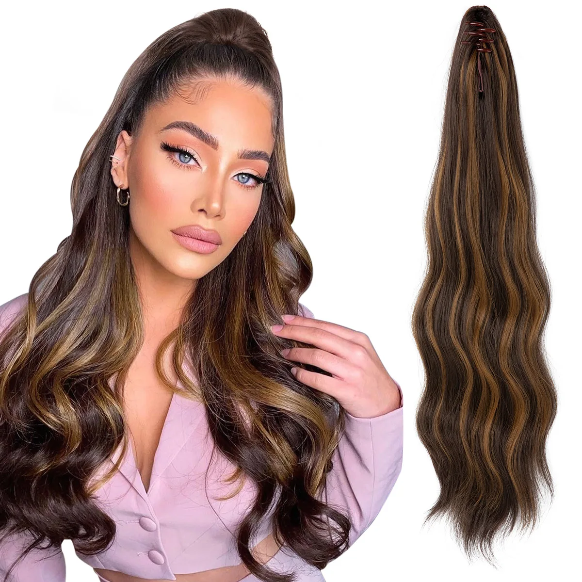 

Women's Synthetic Wig Accessories: Ponytail Long Hair Curl Clip High Ponytail Big Wave Ponytail Hair Extensions for Natural Wear