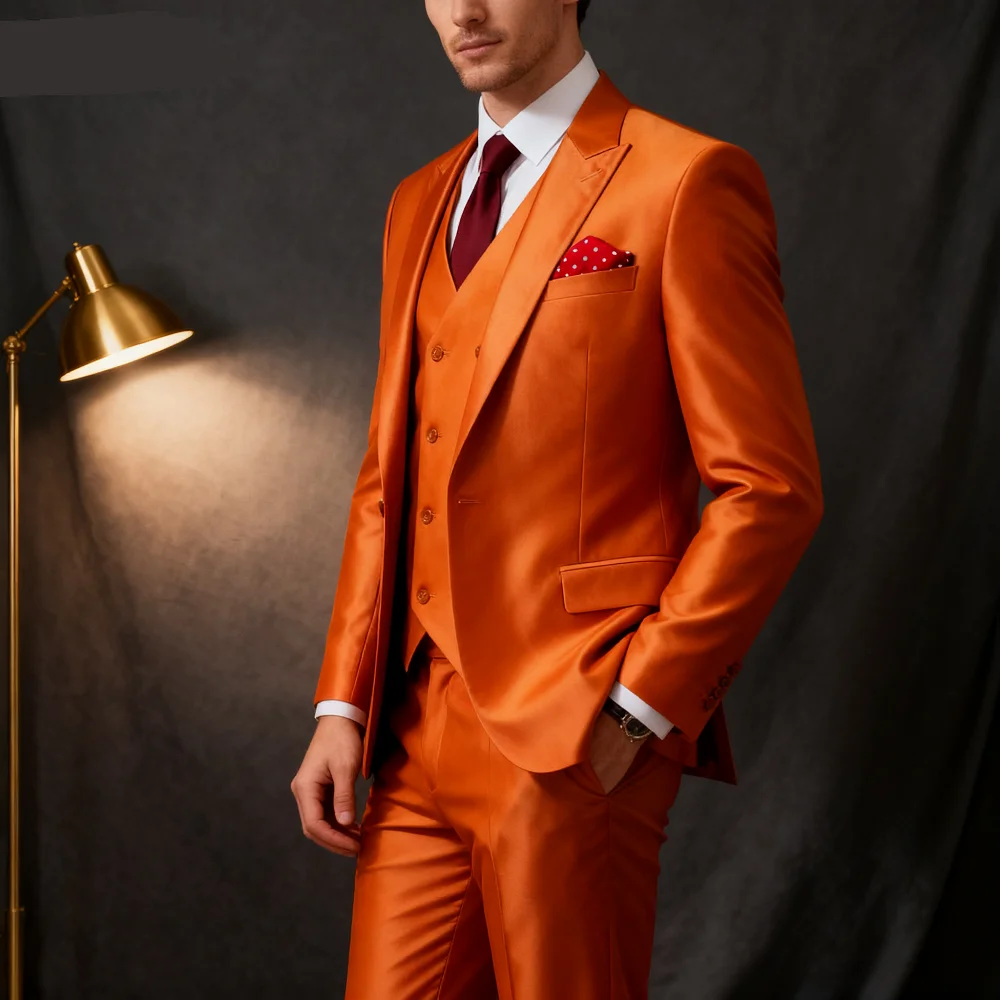 

Мужской приталенный фиолетовый смокинг, комплект из 3 предметов, свадебный костюм для жениха, шафера, модный модный пиджак, жилет, брюки, свадебный костюм