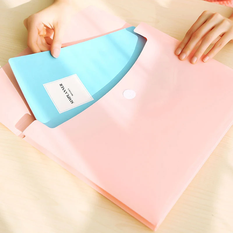 1 Piece Smile Face File Folder A4 High-Grade PVC Folder Lock Button Design Large Capacity Envelope Office Document Bag