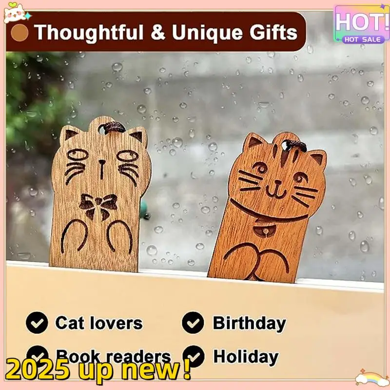 L47A-4Pcs Wooden Bookmark Cartoon Animal Birthday Gift Bookmark Engraving Company School Commemorative Gift