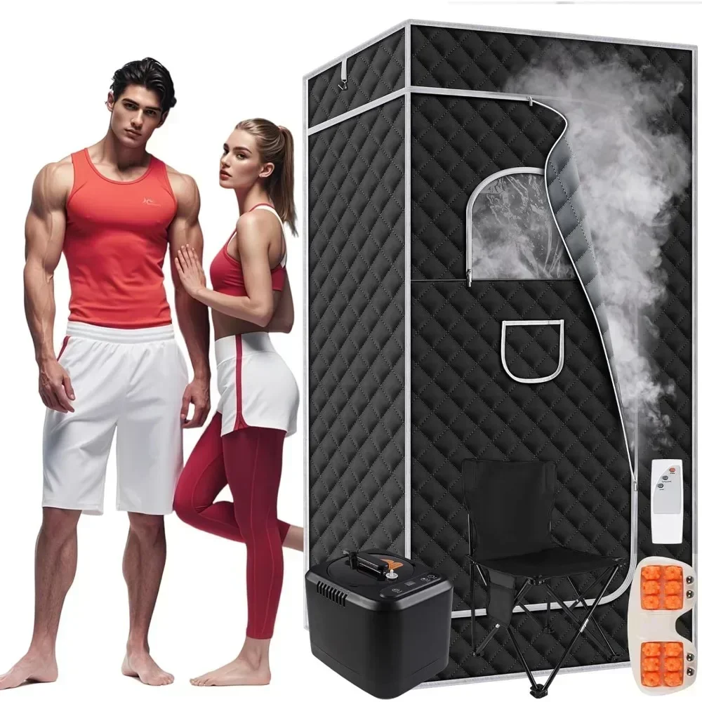 Portable Sauna Box,Steam Sauna Room for Home Use,Large Space Personal Steam Room Sauna Tent with 3.0 Liter Steamer,Folding Chair