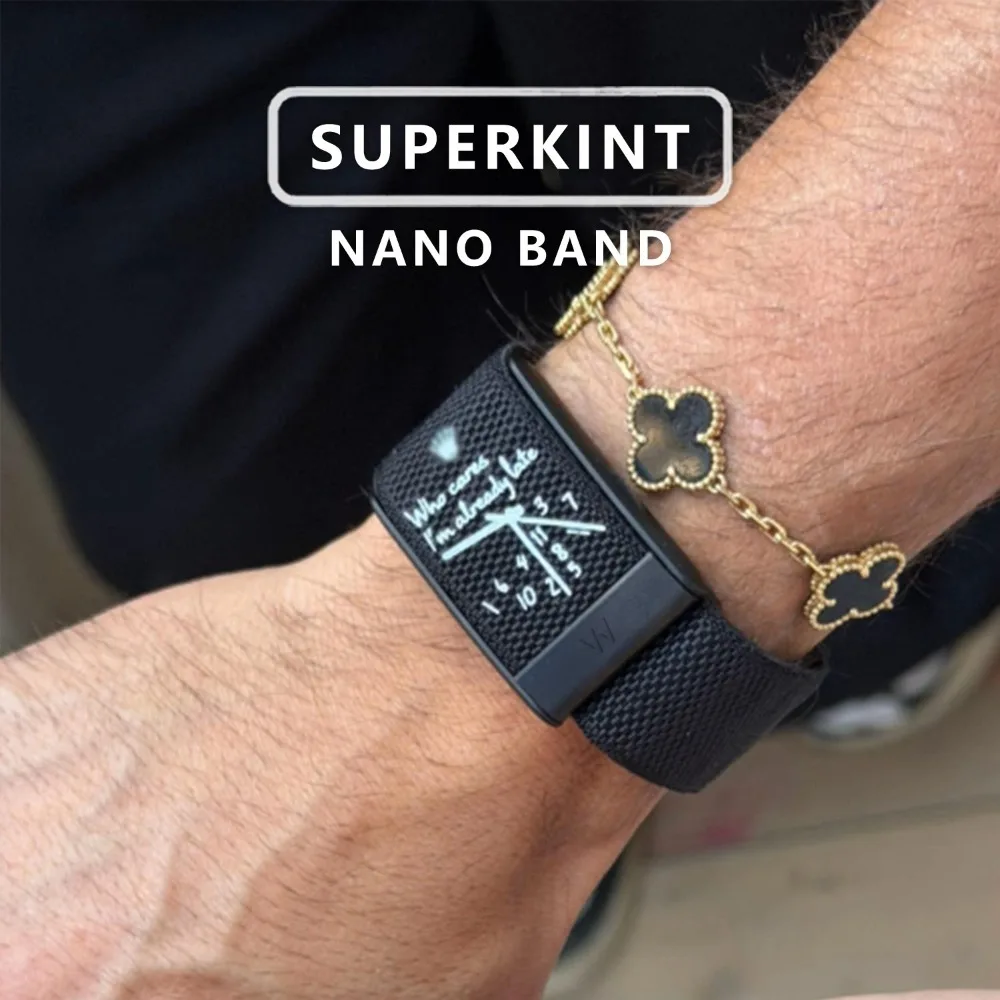For WHOOP 5.0 MG Black Nylon Replacement Strap Crown Clock Print Woven Sport Wristband Fitness Tracker Accessory
