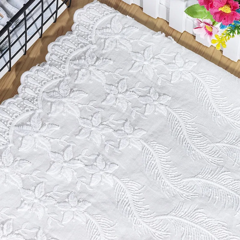 New 3D Feather Floral Embroidery Cotton Fabric Milk Silk Thread for Hanfu Clothing Accessories Set