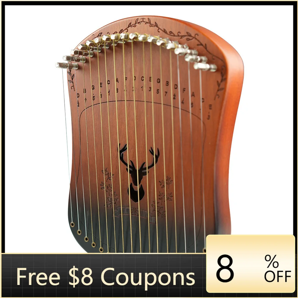 

STLF Portable 17-Tone Lyre Harp Fingerpicking String Instrument Small Easy to Learn Harp for Beginners Musical Enthusiasts