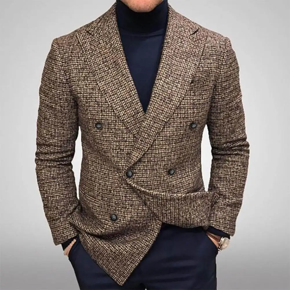 

Мужской Блейзер, Классическая куртка, пальто, приталенный силуэт, отложной воротник, однотонная уличная одежда, осень-зима, мужской костюм, куртка