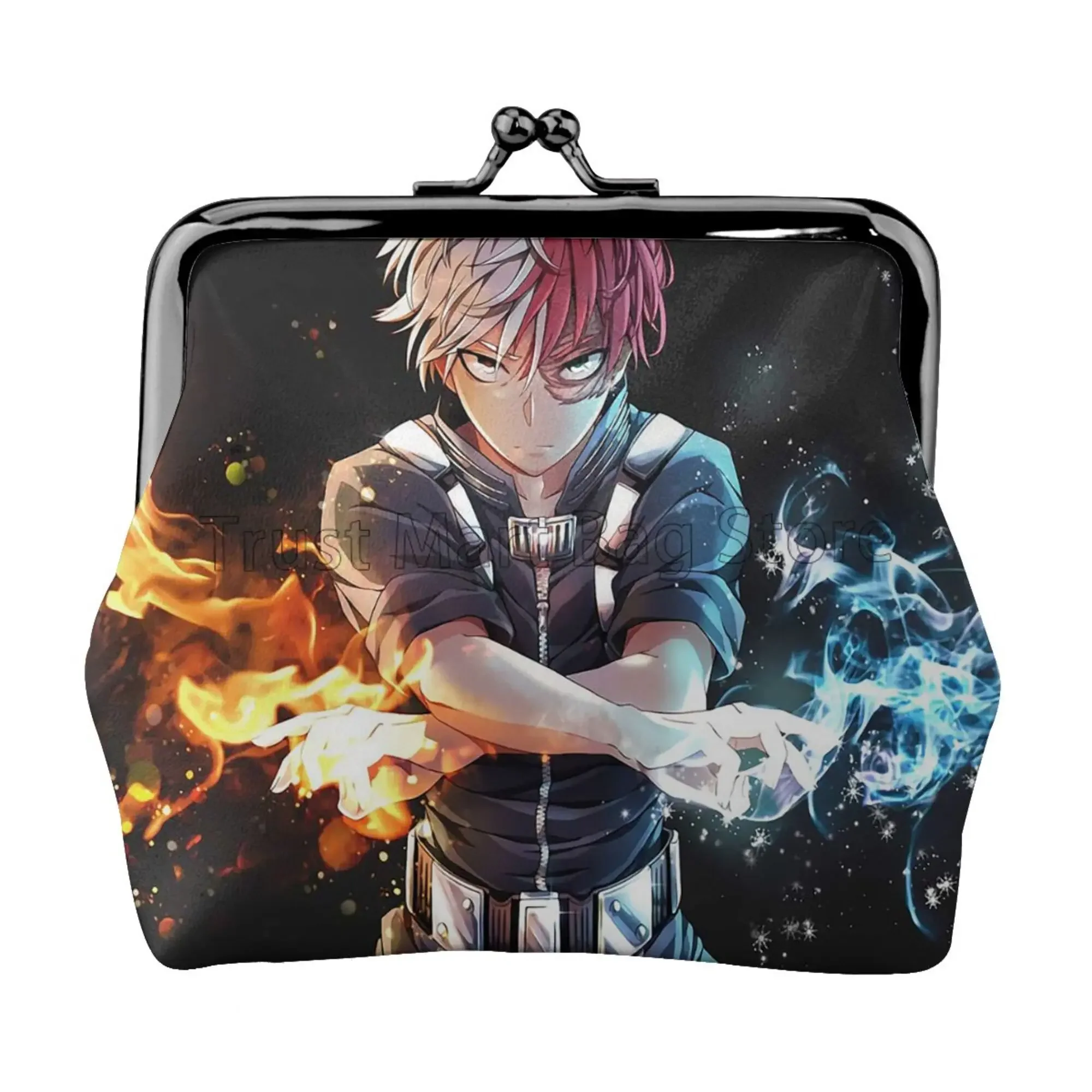 

Todoroki BNHA Leather Coin Purses Boku No My Hero Academia Anime Manga Small Kiss-Lock Change Pouch Clasp Closure Buckle Wallet