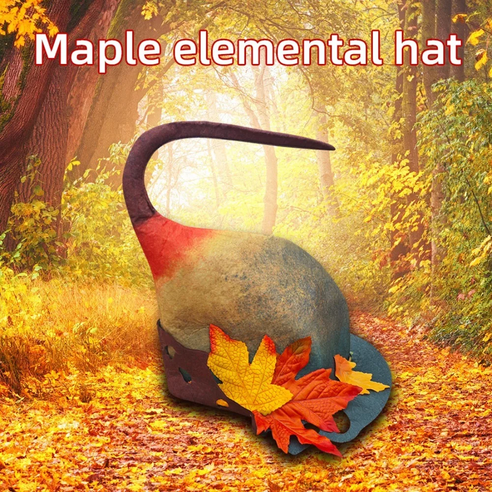 Maple Hat Wizard Hat Ghost Festival Party Magic Hat Halloween Ball Bar Props Christmas Felt Hat Makeup Wizard Style Hat