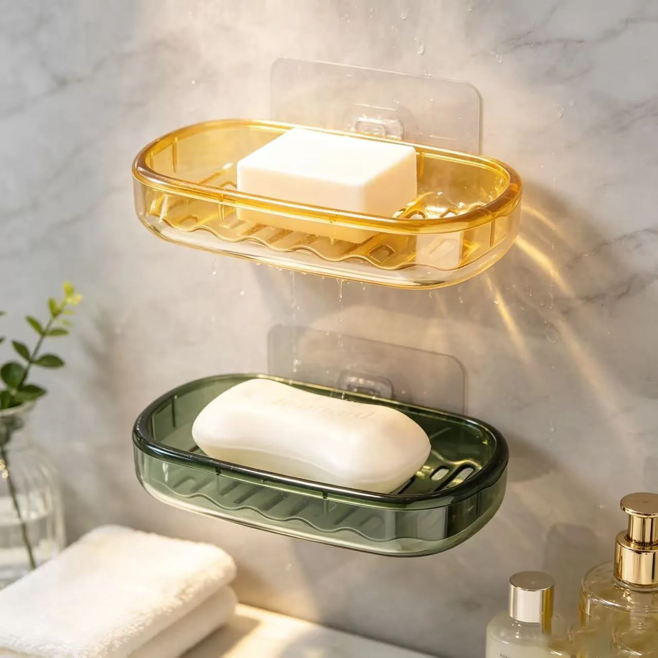 3 Soap Dishes, Double-Layer Drainage, Automatic Water Drainage, Easy to Clean, Suitable for Home Bathrooms and Kitchens, High-End Design, a Must-Have for the Home, Modern Soap Dish, Stylish Decoration, High-Quality Materials, Hygienic Design, Practical Storage, Efficient Drainage, for Kitchen Users