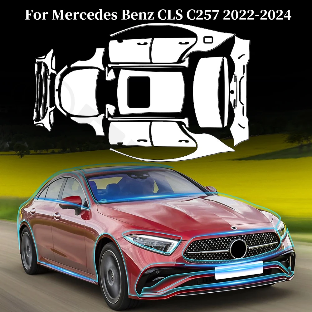 

For Mercedes Benz CLS C257 2022-2024 Anti-Scratch TPU Paint Protection Film Car Body Clear Bra Pre-cut PPF Resistant Invisible