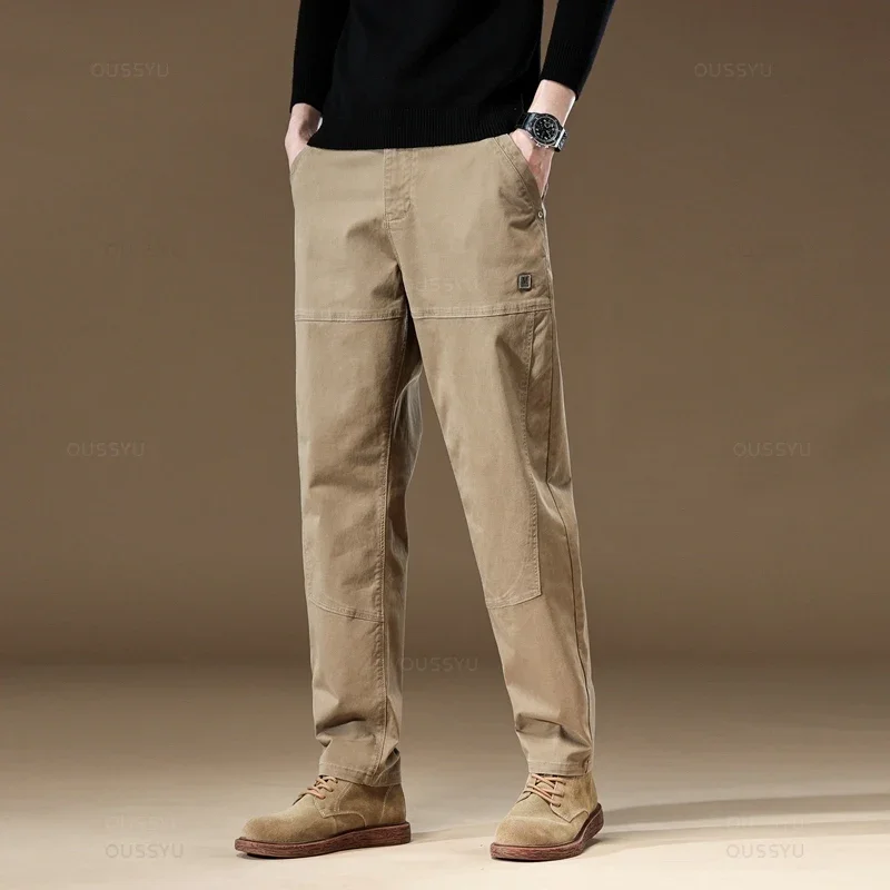 

Brand Clothing New Cargo Pants Men Cotton Thick Outdoors Work Wear Khaki Casual Pant Wide Korean Jogger Trousers Male Z285