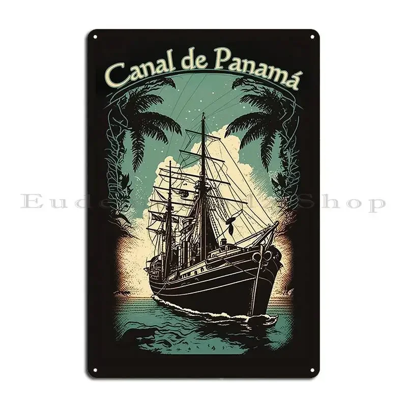 Canal De Classic Panama Canal Cruise Vintage Map S Tee Canal Wear Metal Plaque Club Club Bar Designing Club Tin Sign Poster