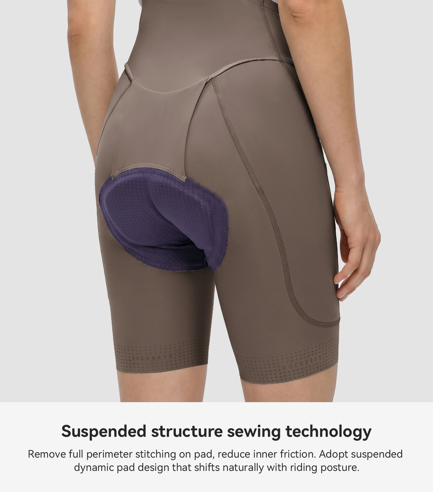 ROCKBROS Damen Radsport-Trägerhose Hochelastische 3D-Suspension-Radshorts Leichte Atmungsaktive Antibakterielle Radhose – Detail 14