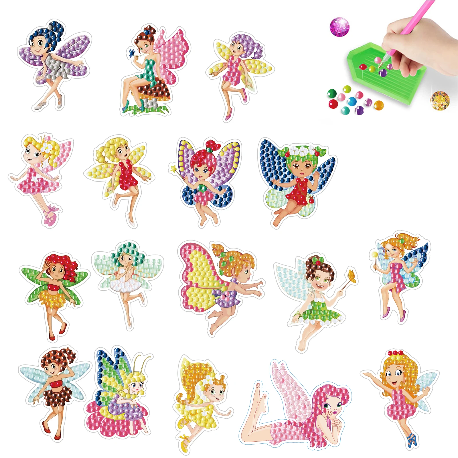 Graceful Cartoon Flower Fairy Theme 5D Diamond Painting Stickers for Kids Arts and Crafts Handmade DIY Ages 6-12 Kid\'s Gifts