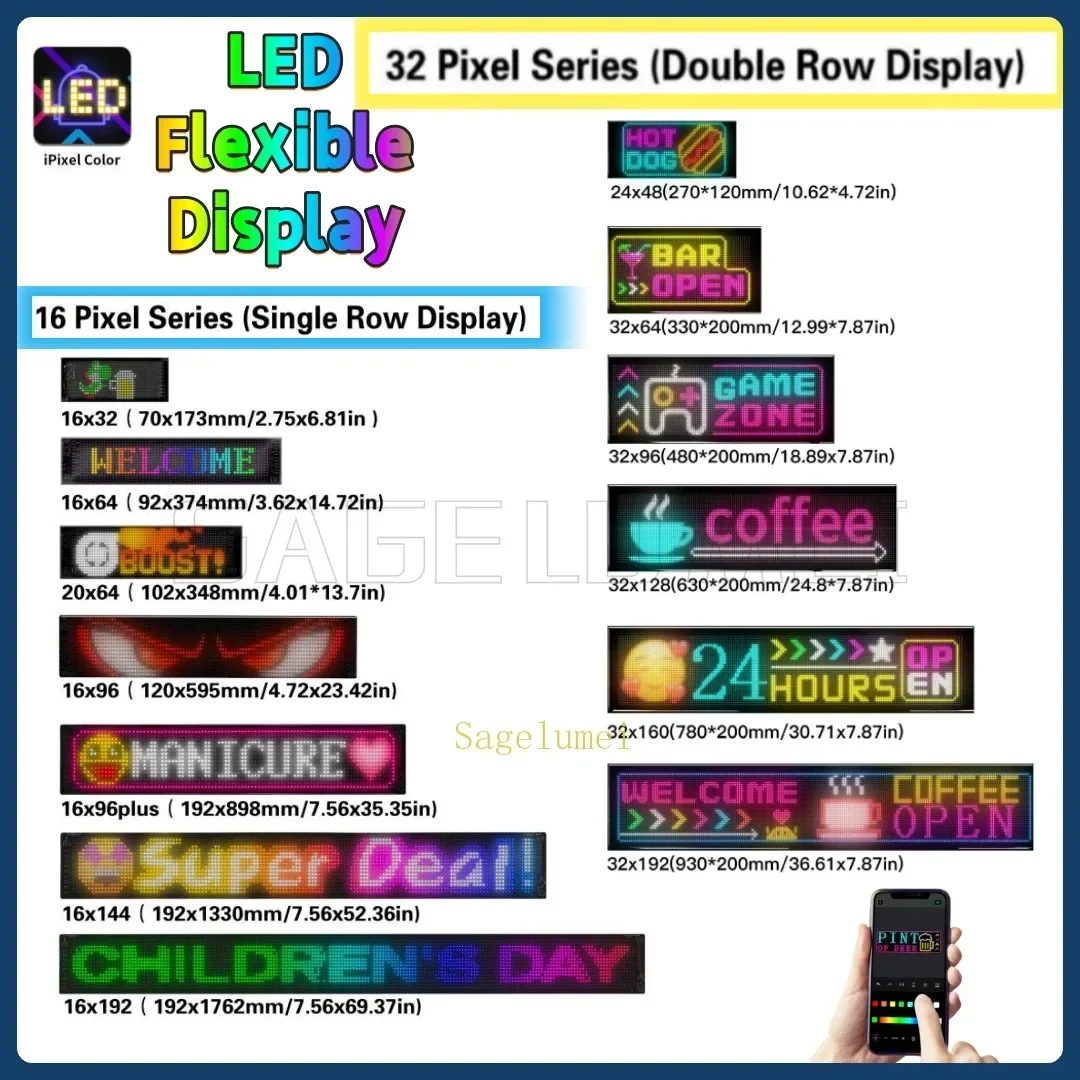 Evil's Eyes Double Row Scrolling LED Matrix Panel Light Car Truck Sign Flexible Display Screen Smart App Programmable Bar Party