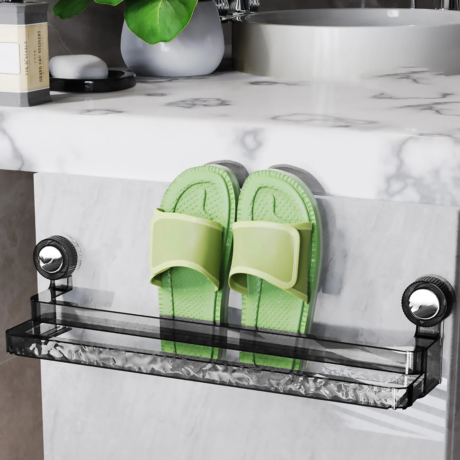 

Suction Cup Retractable Slipper Rack No Drilling Hang Walls Shoe Rack for Bathroom Pantry Kitchen