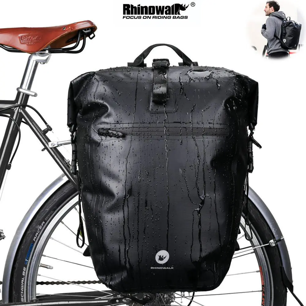 Rhinowalk Bicycle Pannier Bag Travel Backpack Bike Side Bag Multifunctional Rear Rack Bag Cycling Bag Tail Seat Trunk Bag