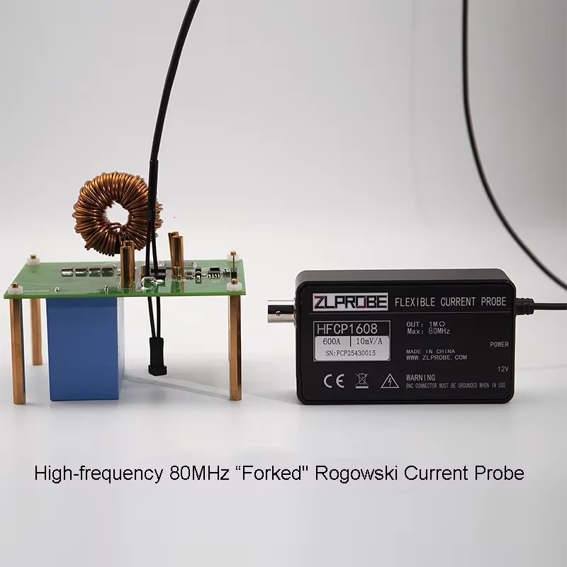 Novel Forked Construction Rogowski Oscilloscope Current Probe 80MHz Bandwidth 1.6mm Coil Cross-section Superior dV/dt