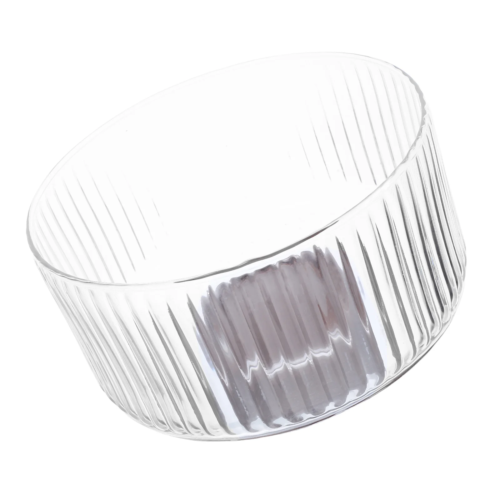 

Stylish Transparent Glass Fruit Bowl Large Capacity Vertical Ribbed Design Clear Serving Bowl for Salads Desserts Decorative Use