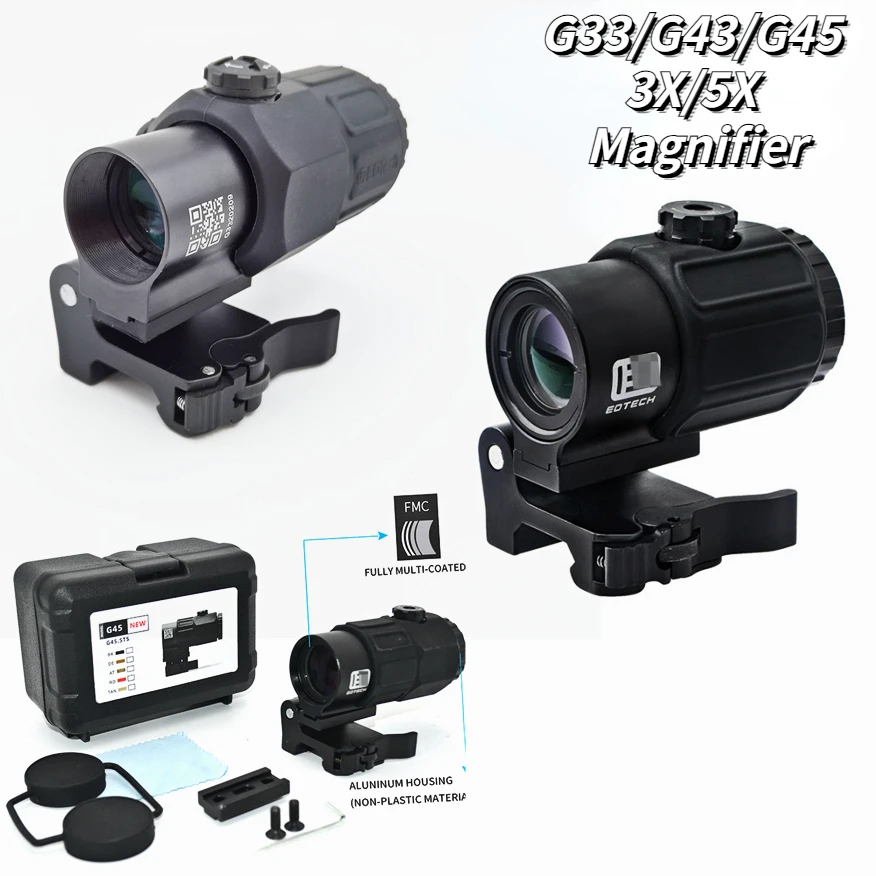 

Eotech High Quality G33/G43/G45 3X 5X Magnifier Optical Rifle Scope with Flip To Side Picatinny Rail QD Mount 558 Red Dot Sight