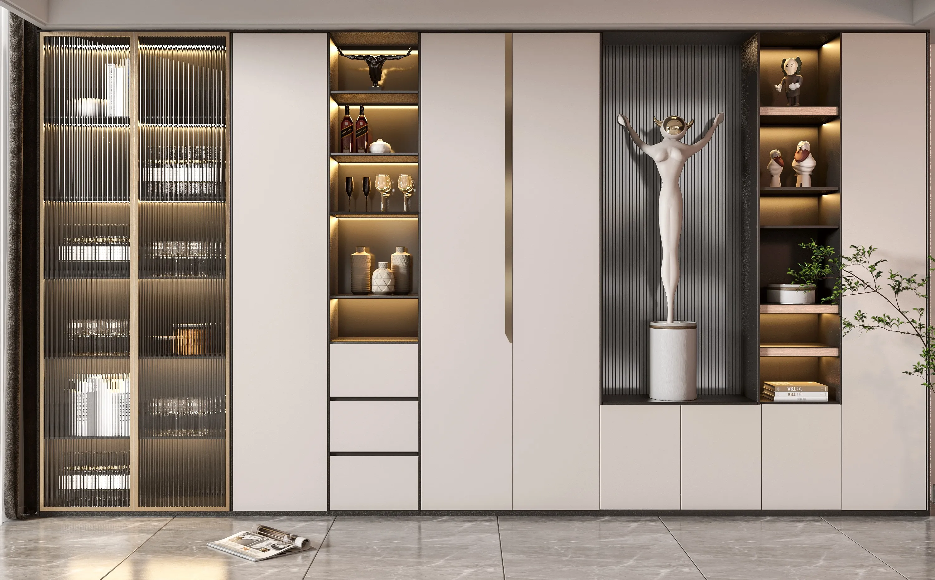 Customizable Eco-friendly Wood Wine Cabinet With Cooling Feature Full-house Personalized Size Foldable Home Furniture