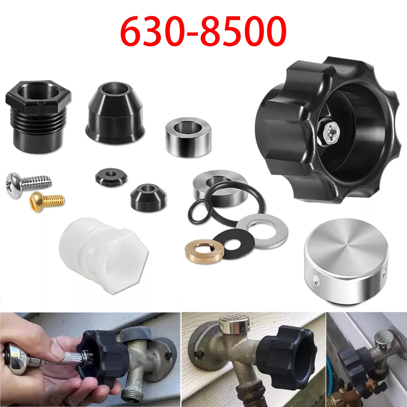 TM 630-8500 Wall Hydrant Complete Service Kit for Prier Outdoor Faucet Repair Kit 500 400 Series Vacuum Breaker and Handle