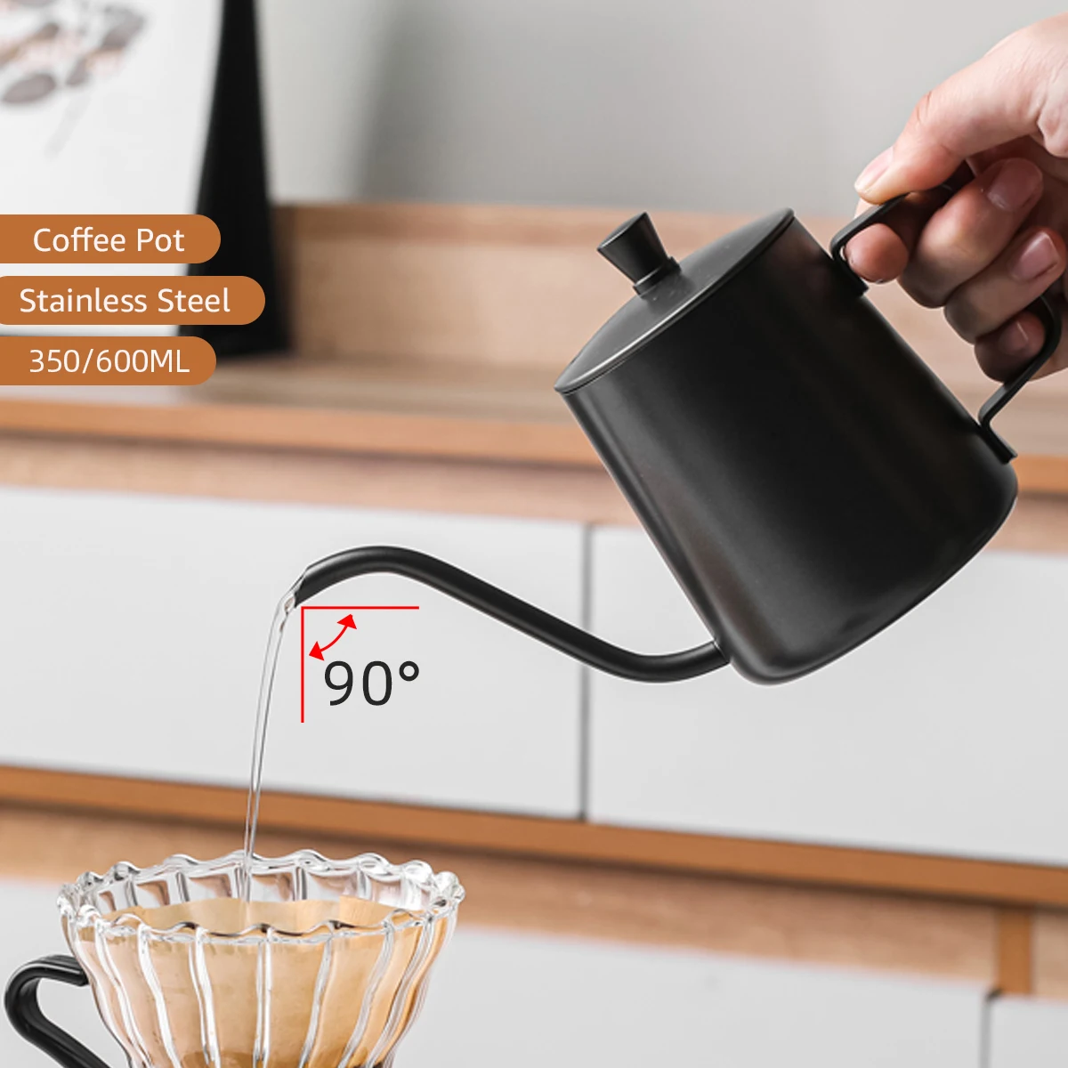 350/600ML Pour Over Coffee Kettle Gooseneck Kettle Spout Coffee Pots tainless Steel Gooseneck Drip Kettle Swan Neck Thin Mouth