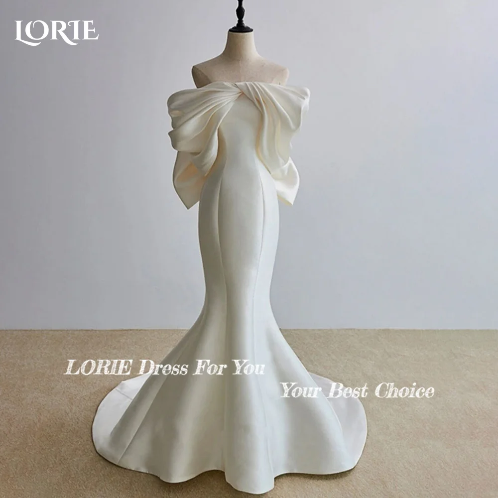 LORIE Abito da sposa con fiocco con spalle scoperte Pieghe eleganti Bobycon Abito da sposa a sirena Abito da sposa personalizzato abiti da sposa2026