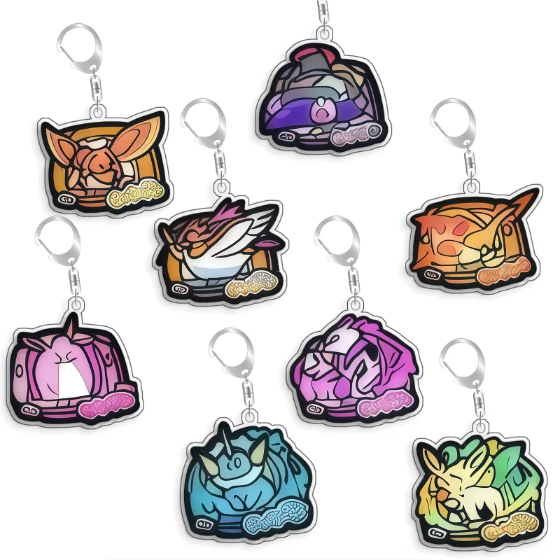 

For Pokemon Elf Slowpoke Leafeon Glaceon Sylveon Qikchu Acrylic Selfmade Cute Cartoon Anime Keychain Pendant Toy Gift 5cm