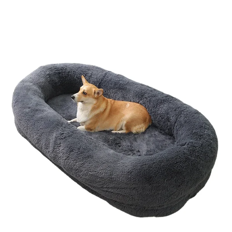 Wholesale Luxury Faux Fur Giant Human Dog Bed Large Bean Bag Bed For Humans Warming Cozy Human Sized Large Memory Foam Dog Bed