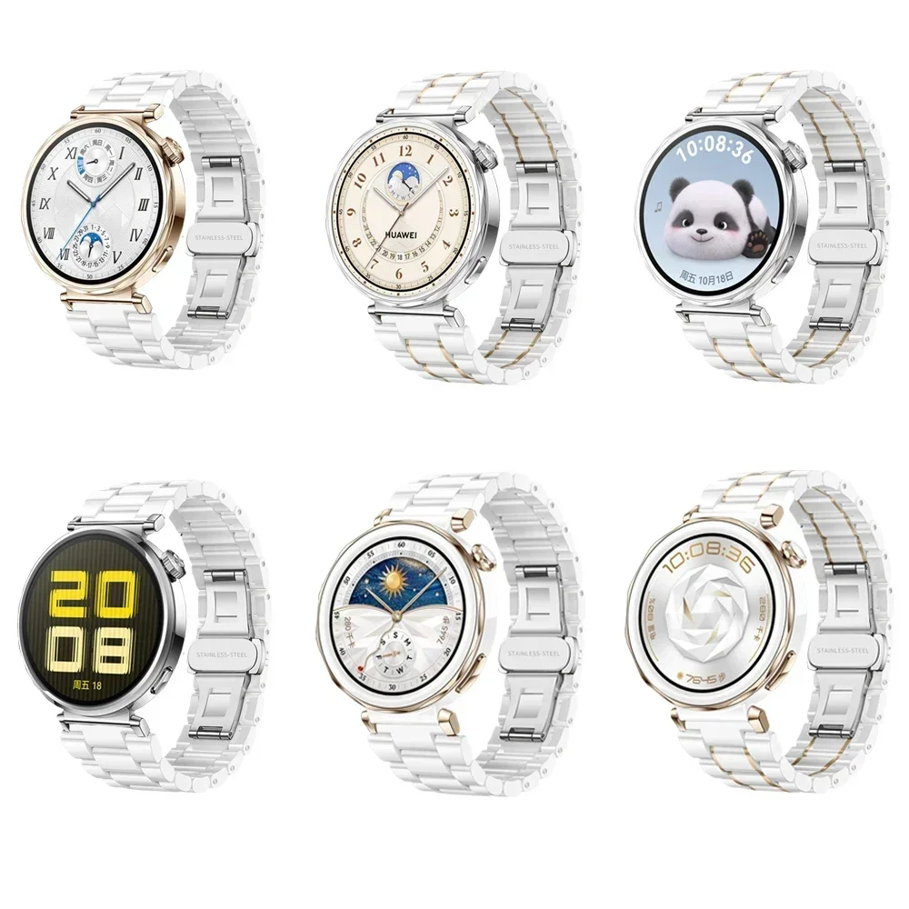 Correa de cerámica + Metal de 18mm para Huawei Watch GT5 Pro, pulsera de lujo de 42mm para Huawei Watch GT5 41mm GT4 41mm, accesorios