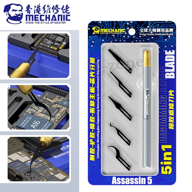 MECHANIC Assasin 5 Blade Set BGA Maintenance Knife For iPhone CPU  CHIP IC Remove Glue Disassemble Rework Blade Knife Tools Kit