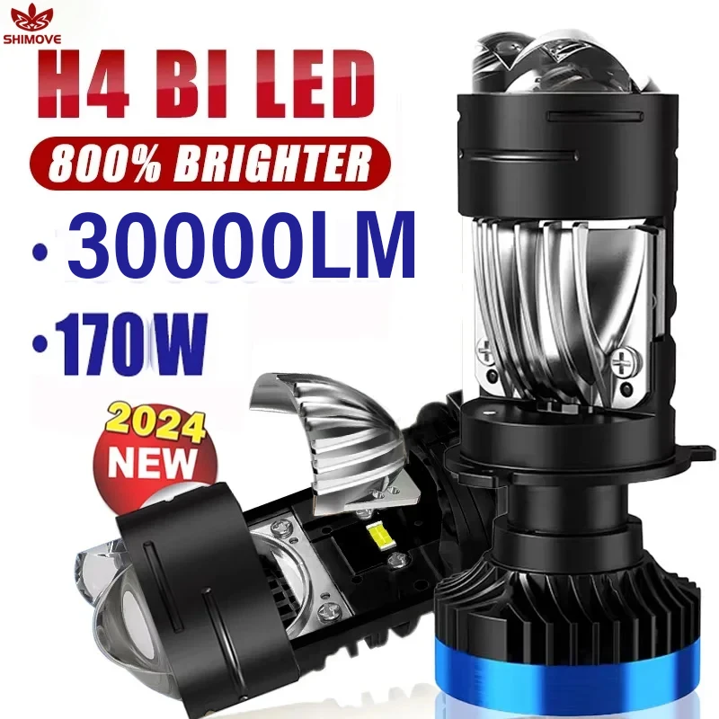 

Mini H4 9003 HB2 Bi LED Projector Lens Headlight Bulb CSP Motorbike LED Lights Automotive Turbo Lamps High Beam Low Beam 12V