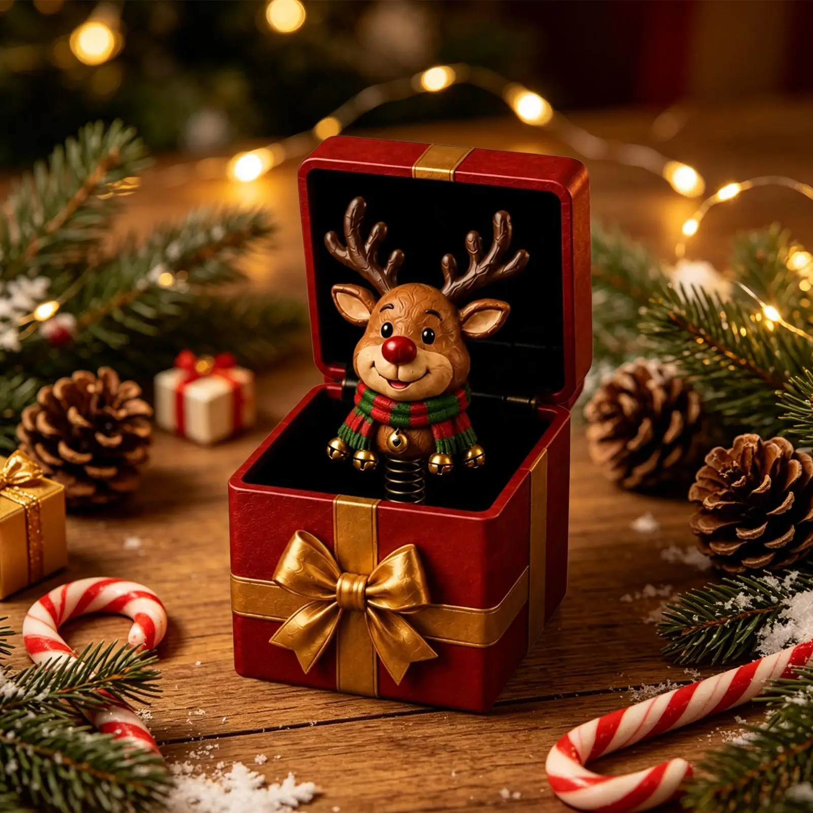 Pop Open Christmas Interesting Gift Snowman Reindeer Figurine in Box Christmas Box Creative Gifts Office Home Desk Decoration