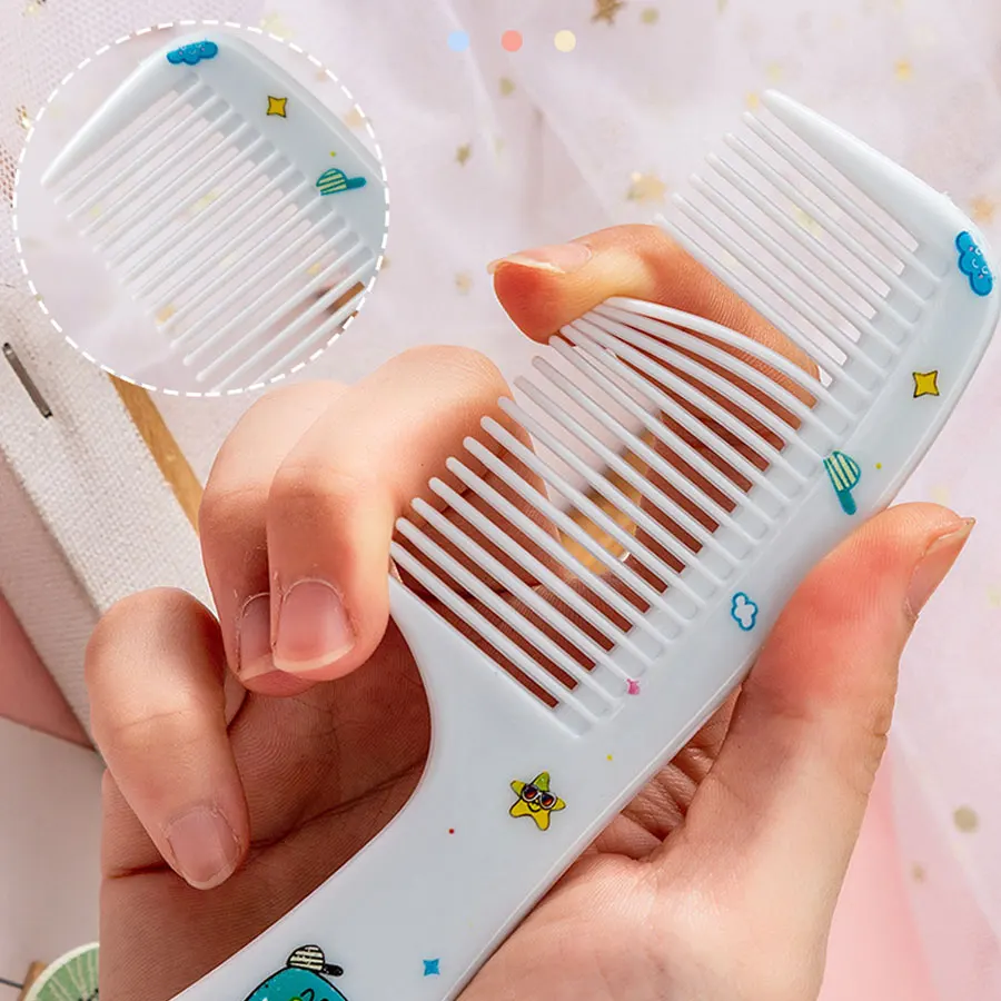 Printed Children's Comb Set for Girls Cartoon Cute and Portable Small Comb Design with Fine Teeth and Pointed Tail Comb