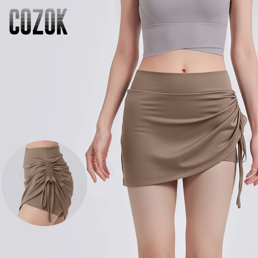 

2025 Новые морщинистые спортивные юбки Женская мода Спортивные юбки с высокой талией Hip Lift Бег Йога Фитнес Юбка 2 в 1 Спортивная юбка