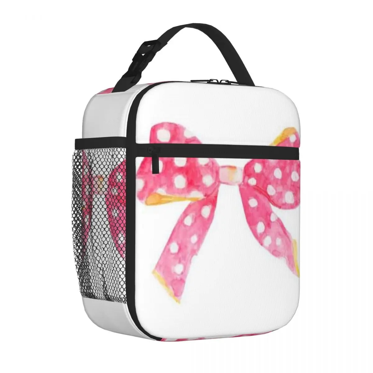 Bestselling Pink Polka Dot Preppy Bow Bold Color Thermal Lunch Bag Preschool Lunch Meal Bag