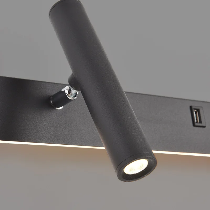 Lámpara de pared de lectura para cabecera, luz LED de pared moderna nórdica con interruptor, iluminación interior USB, decoración de habitación para