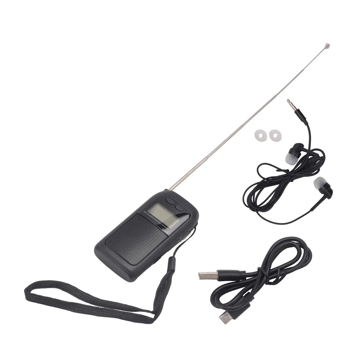 (A02R) Portable Radio Pocket FM AM SW MW MP3 Player Stereo Digital Receiver LCD Screen High Sensitivity Loudspeaker Antenna