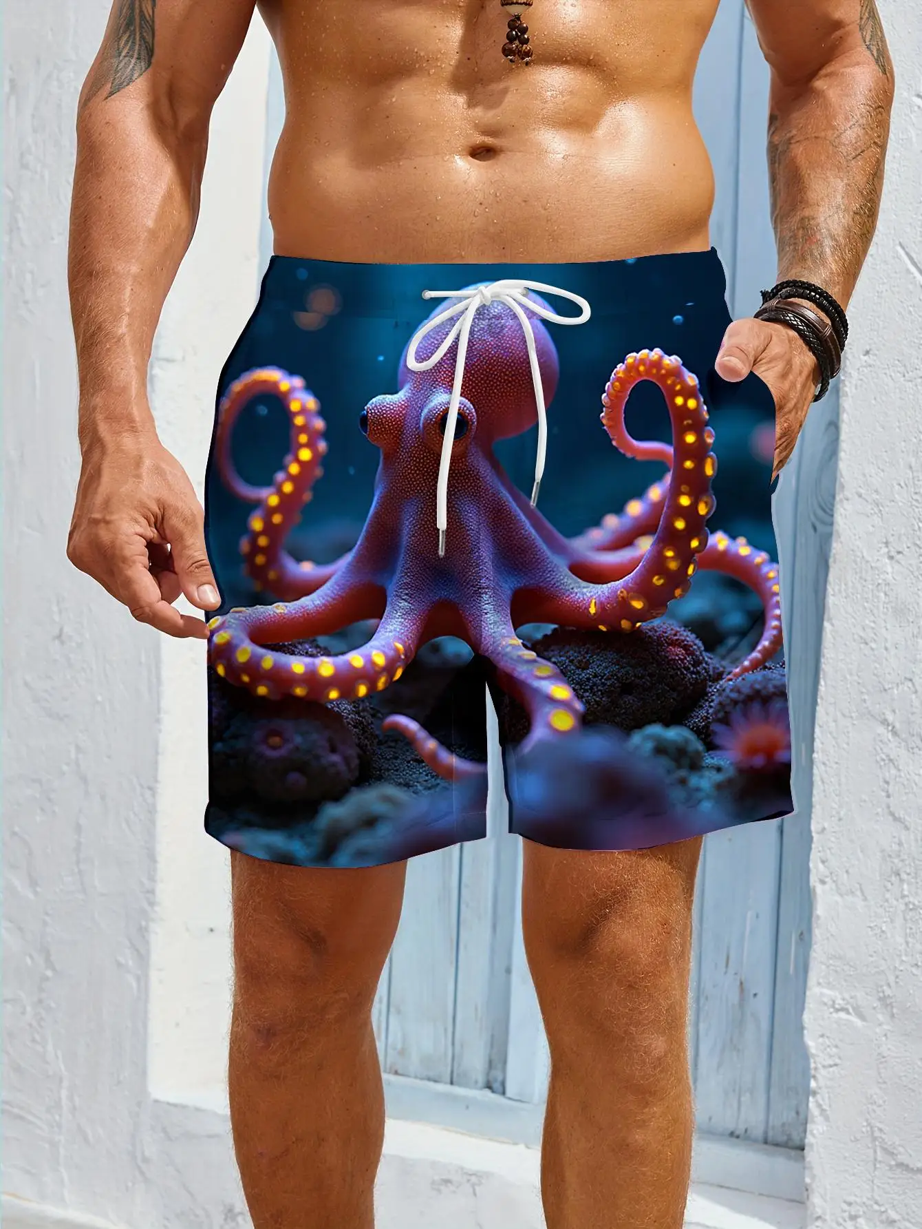 1pcs Men's Short swim trunks2026 Summer 3D Printed Short sleeve Polyester running Breathable Men's clothing Quick drying