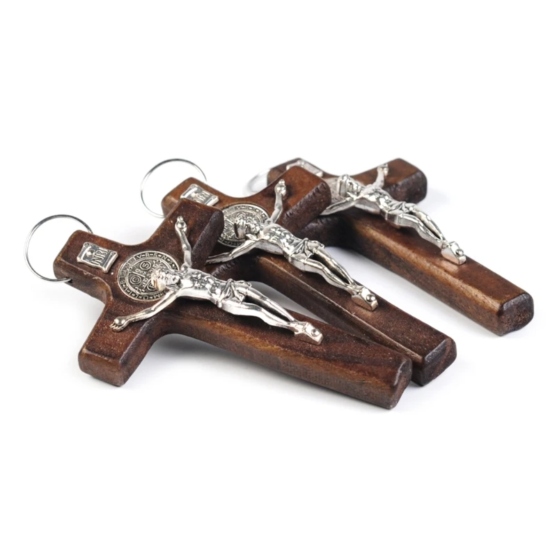 2025 New Handmade Wood Jesus Crucifix Wall Decoration Jewelry Religious Necklaces Pendant Making Prayer Hand Holding