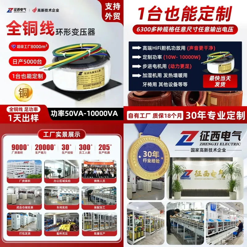 Zhengxi bod toroidal isolation transformer power amplifier 36V48V power supply 220 to 28 volts ring coil manufacturer
