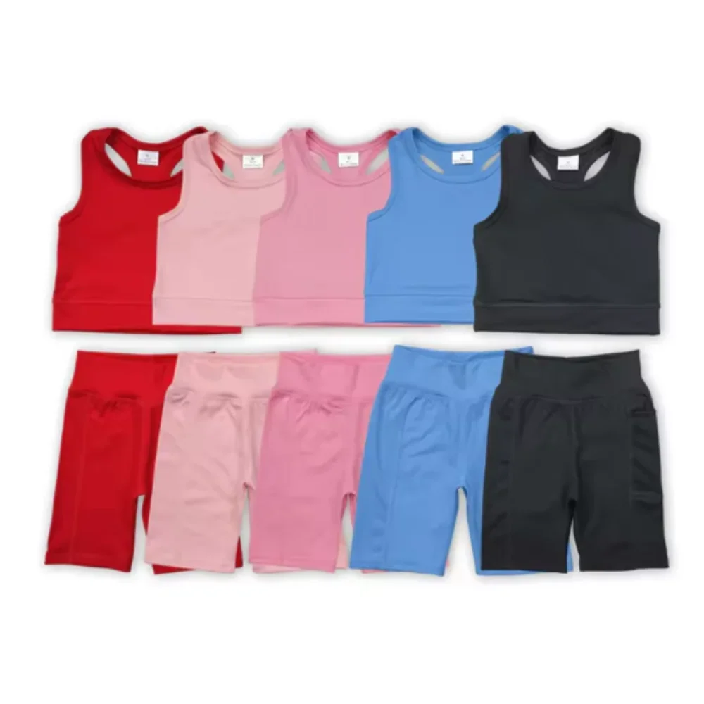 

New Arrival Sibling Baby Girls Yoga Set Vest Suspenders Set Children Yoga Set