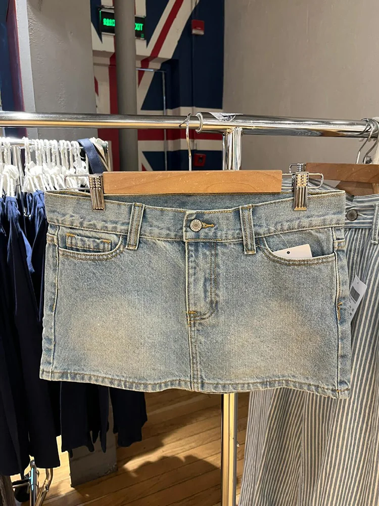 Verão novo americano sle emagrecimento denim saia para mulheres versátil ort saia na moda a linha saia casual cintura baixa algodão