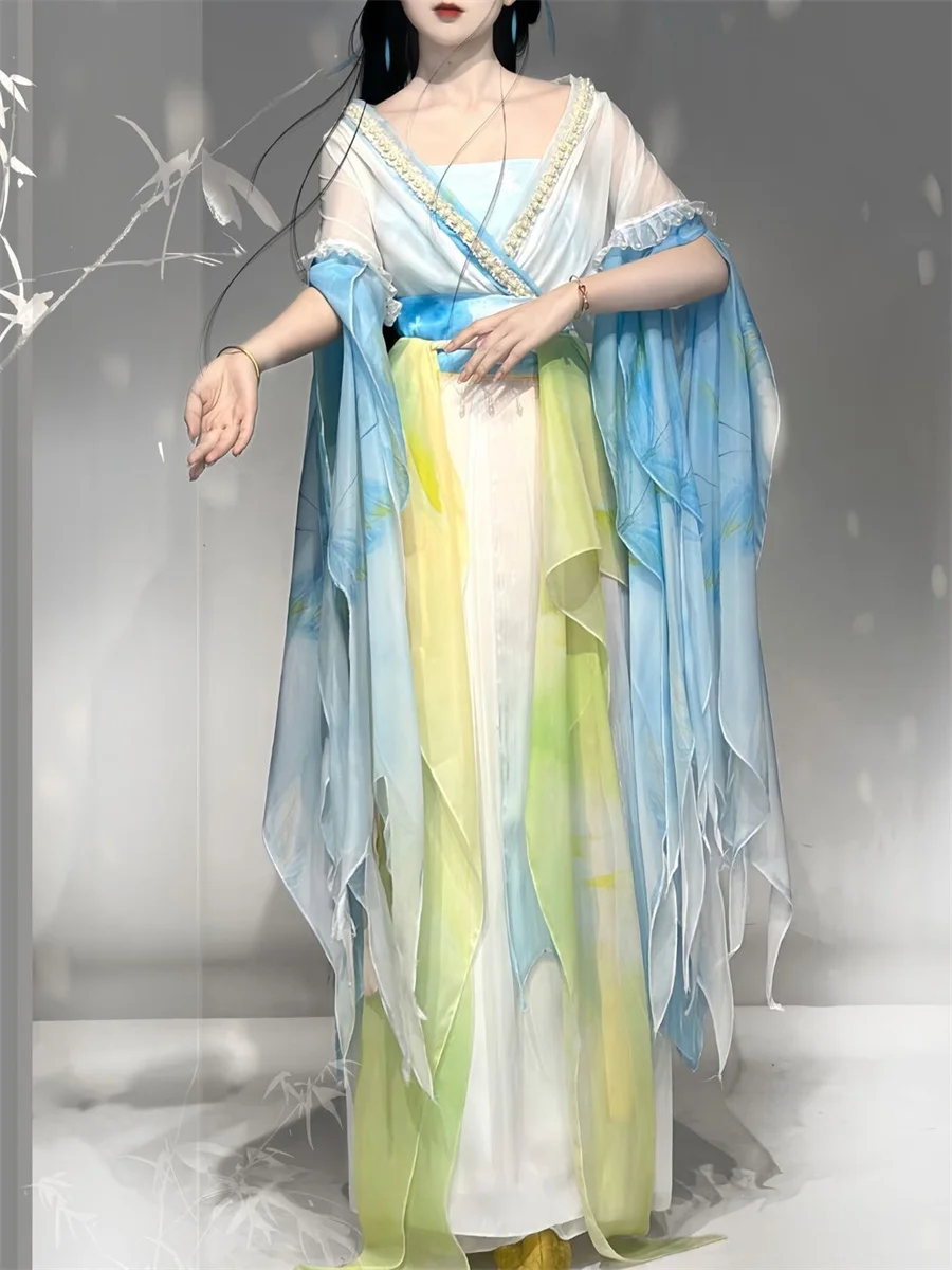 

Hanfu Dress Women Ancient Chinese Traditional Embroidery Hanfu Female Fairy Cosplay Costume Outfit spring Hanfu Dress Women
