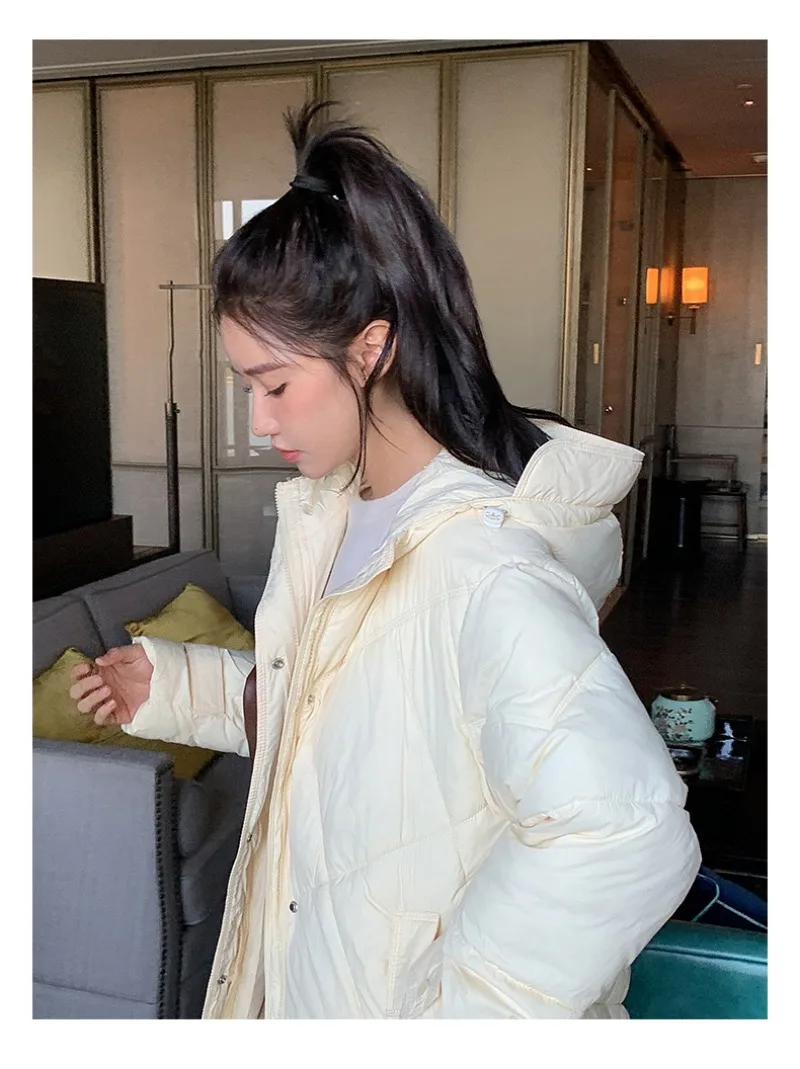 2026 Fashion Down Cotton-padded Jacket Women's Winter X-long Parkas Thicken Warm Top Hooded Coat Loose A-line Quilted Outerwear