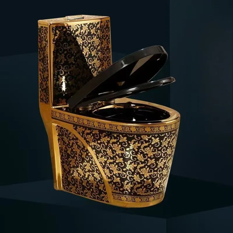 Gold toilet electroplated ceramic super swirl type water-saving deodorant luxury toilet
