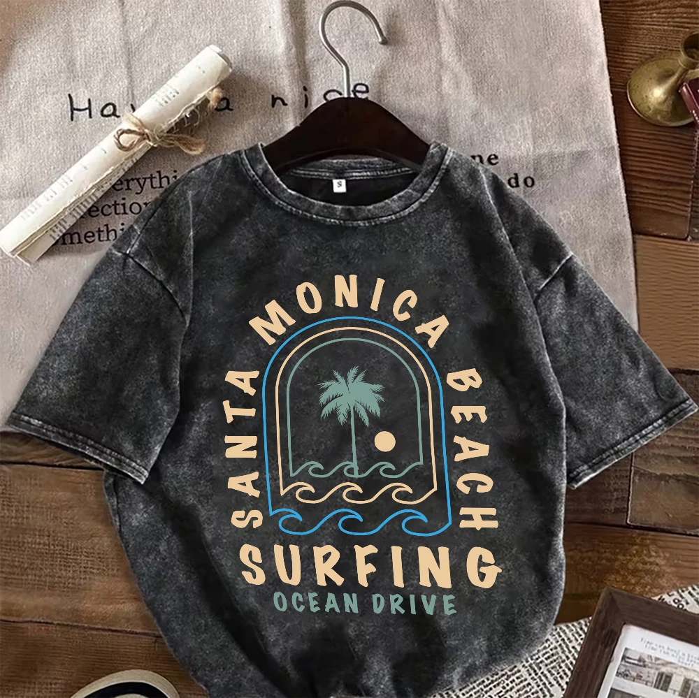 Camiseta con estampado de California de Coastal Surf Catch The Wave, camisetas de algodón para mujer, ropa de verano, camiseta para mujer, estilo gótico