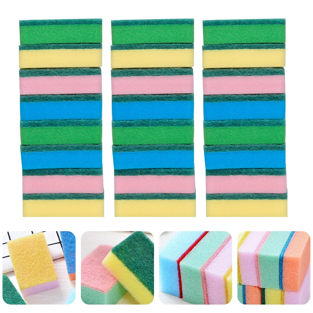 

50 Pcs Rub Cleaning Brush Sponge Scrubber Decontamination Sponges Washing Tool Tableware