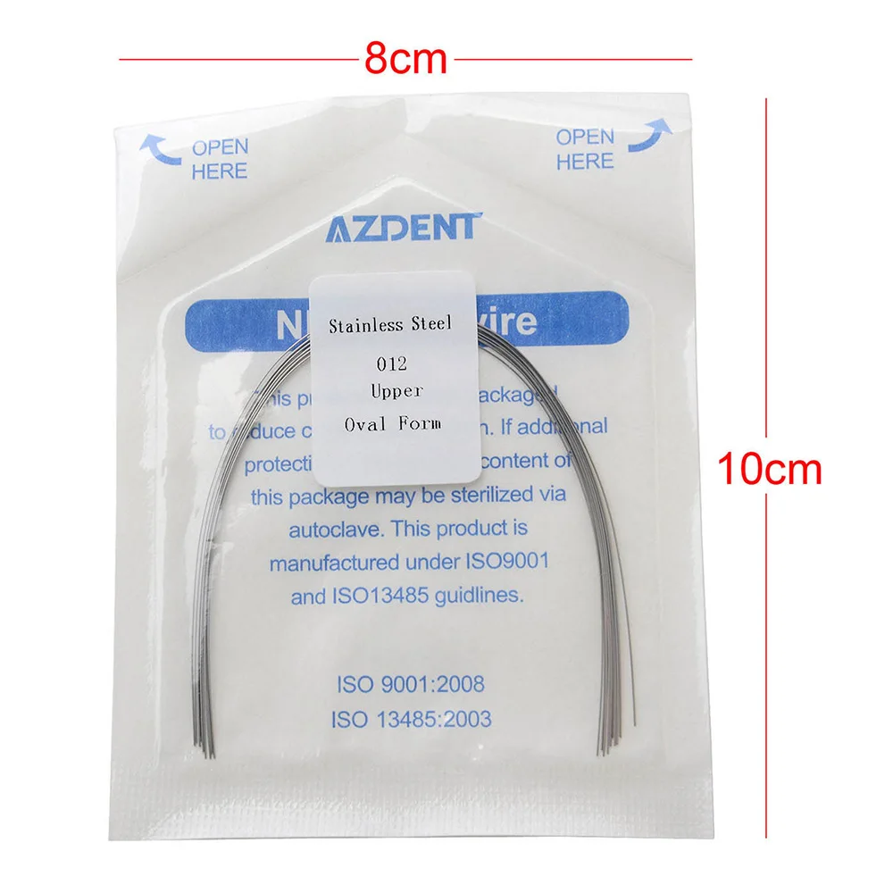 5Packs (10pcs/Pack)=50Pcs  AZDENT Dental Stainless Steel Round Arch Wire Oval Form Dental Orthodontic Archwire Lower/Upper