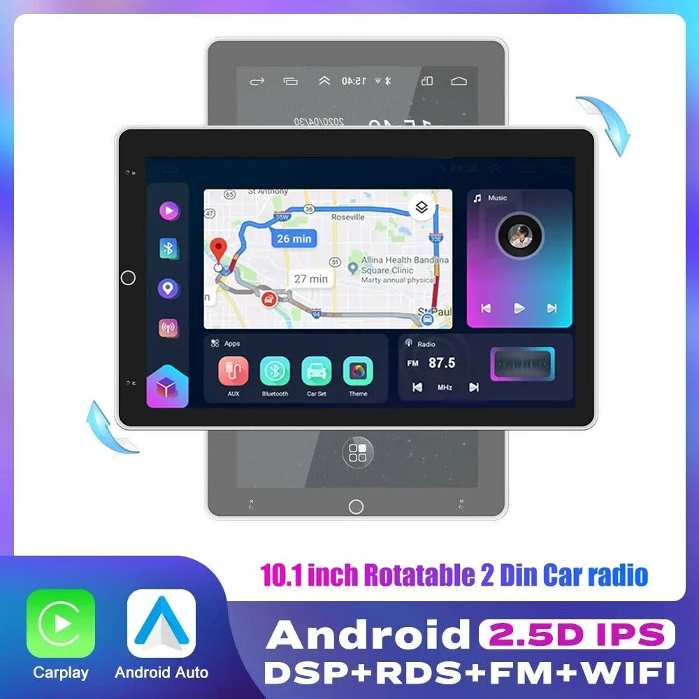 

Carplay 10.1 Inch Automatic rotation Vertical Screen Car Radio 2 Din Android Multimedia DVD Player GPS Navigation Autoradio WIFI